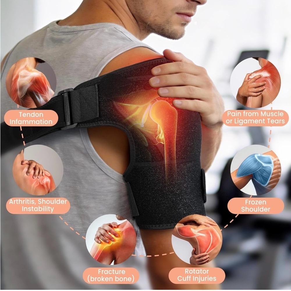 🖤 Boisea Adjustable Shoulder Brace – Pain Relief & Support – Black – Adult - Picture 4 of 9